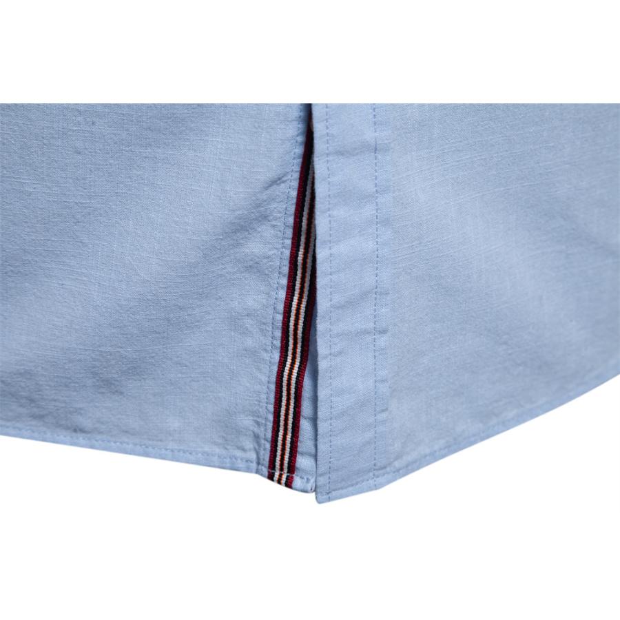 シャツ メンズ 長袖 リネン風 綿 バンドカラーシャツ おしゃれ 大きい ゆったり ビジネス スタンドカラー カジュアルシャツ メンズシャツ ライン ワンポイント | ホームアイホーム | 16