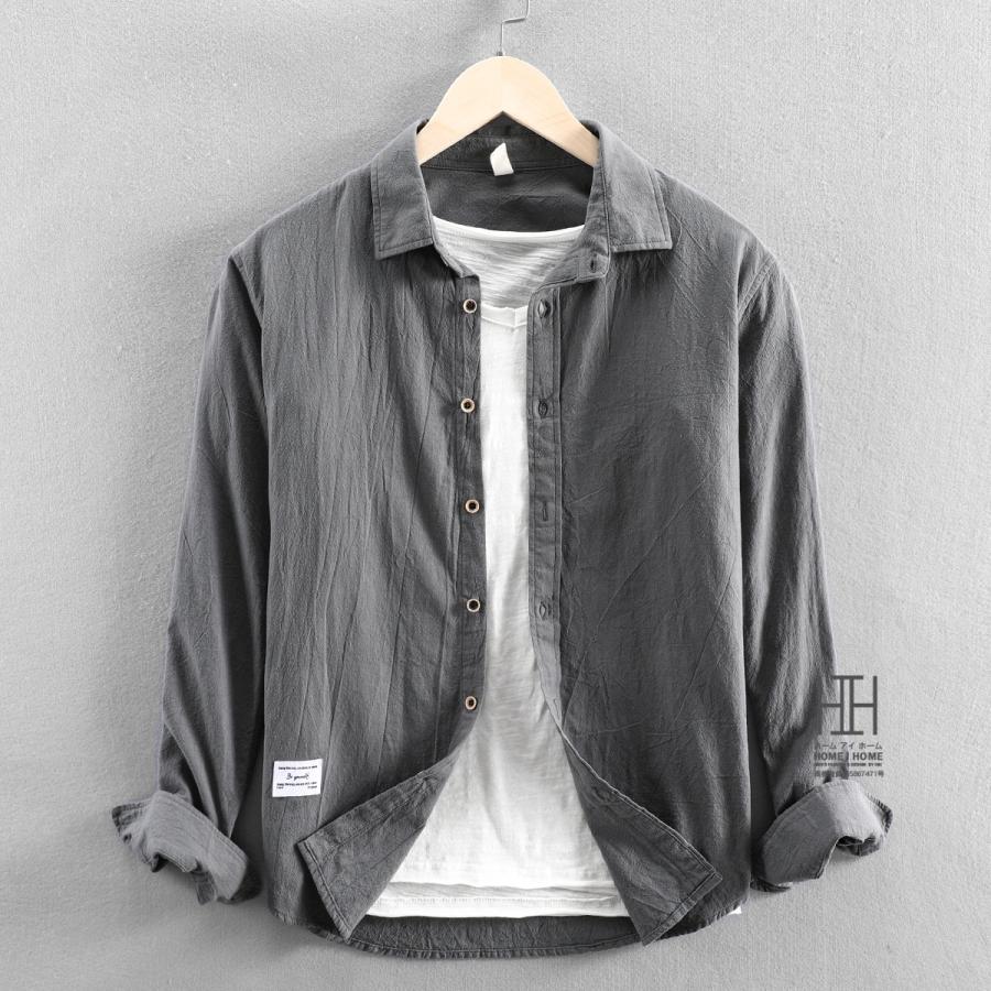 シャツ カジュアルシャツ メンズ 長袖 綿 100 メンズシャツ おしゃれ ワンポイント シンプル 無地 大きいサイズ ビジネス対応 ビジカジ トップス 羽織り | ホームアイホーム