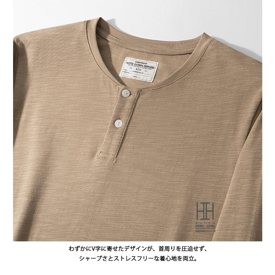 ヘンリーネックTシャツ tシャツ ヘビーウェイトtシャツ メンズ 長袖 スラブコットン 綿 100 無地 アメカジ おしゃれ キレイめ カットソー シンプル カジュアル | ホームアイホーム | 10