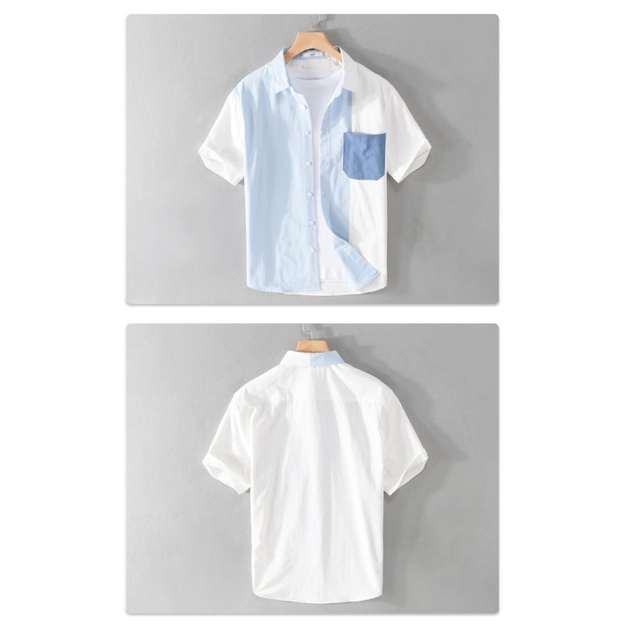 シャツ メンズ 半袖 配色切替 ポケット おしゃれ アメカジ 羽織り アウトドア カジュアルシャツ 春 夏 夏服 サーフ系 清涼 涼しい オフィスワーク 涼しげ 定番 | ホームアイホーム | 07