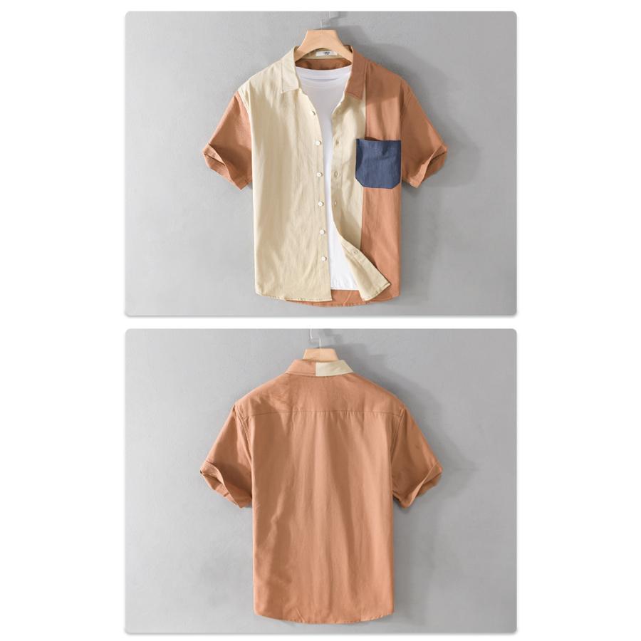 シャツ メンズ 半袖 配色切替 ポケット おしゃれ アメカジ 羽織り アウトドア カジュアルシャツ 春 夏 夏服 サーフ系 清涼 涼しい オフィスワーク 涼しげ 定番 | ホームアイホーム | 08
