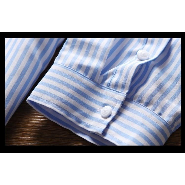 2枚目半額 セール カジュアルシャツ ストライプシャツ メンズ 七分袖 ボタンダウンシャツ ストライプ柄 カジュアル 薄手 形態安定加工 スリム 春夏 | ホームアイホーム | 20