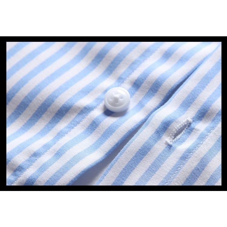2枚目半額 セール カジュアルシャツ ストライプシャツ メンズ 七分袖 ボタンダウンシャツ ストライプ柄 カジュアル 薄手 形態安定加工 スリム 春夏 | ホームアイホーム | 22