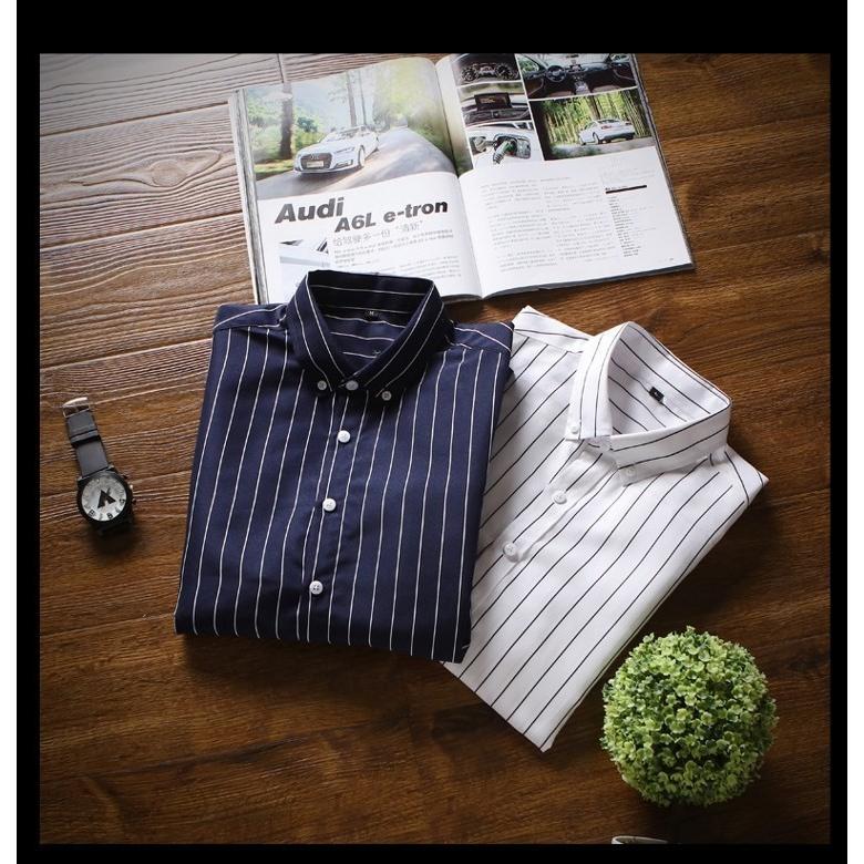 2枚目半額 セール カジュアルシャツ ストライプシャツ メンズ 七分袖 ボタンダウンシャツ ストライプ柄 カジュアル 薄手 形態安定加工 スリム 春夏 | ホームアイホーム | 25