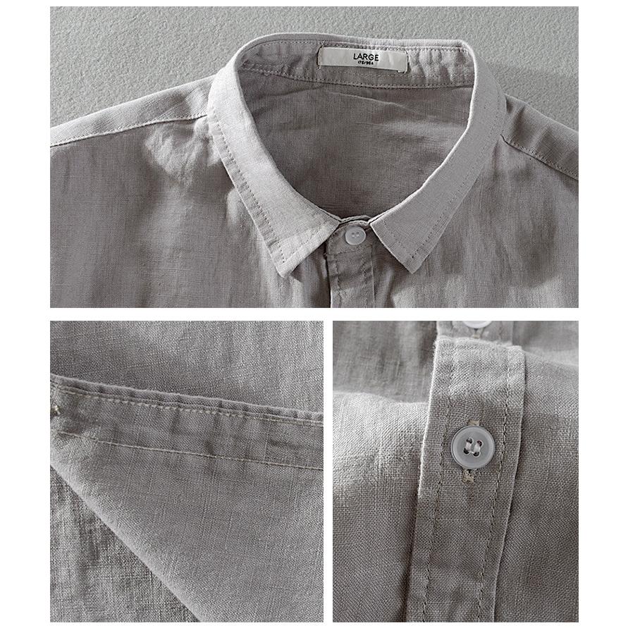 半袖シャツ 白シャツ カジュアルシャツ リネンシャツ メンズ 半袖 無地 シンプル 100％亜麻 リネン きれいめ 羽織り 通気 涼しい ホワイト 白 紺 トップス | ホームアイホーム | 10
