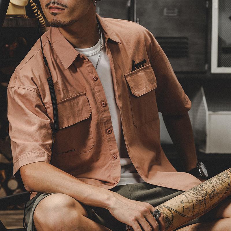 シャツ 半袖 メンズ ワークシャツ 個性 無地 アメカジ ストリート ゆったり スタイリッシュ 白シャツ 羽織り トップス Dcsz159 Justmode 通販 Yahoo ショッピング