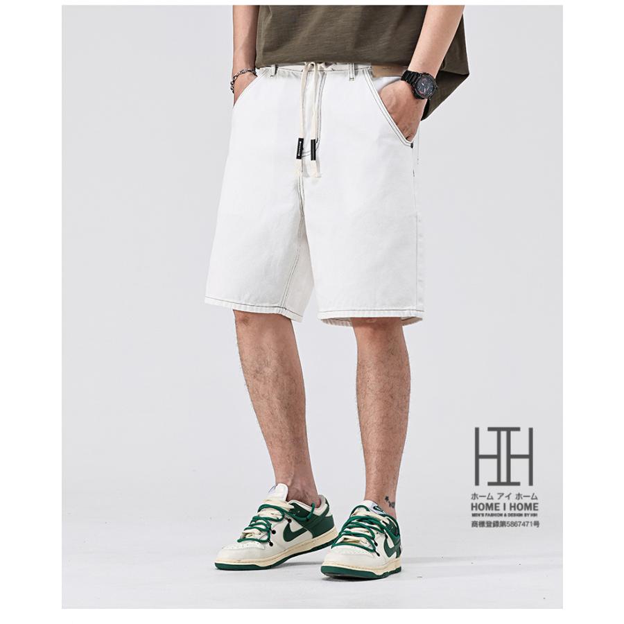ハーフパンツ メンズ デニム 膝丈 五分丈 デニムパンツ ホワイトジーンズ 白 ショートパンツ 短パン ゆったり ルーズ 涼しい 爽快 爽やか 春 夏 大きいサイズ | ホームアイホーム | 05