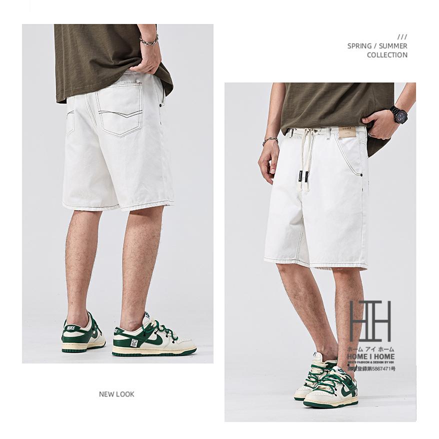 ハーフパンツ メンズ デニム 膝丈 五分丈 デニムパンツ ホワイトジーンズ 白 ショートパンツ 短パン ゆったり ルーズ 涼しい 爽快 爽やか 春 夏 大きいサイズ | ホームアイホーム | 06