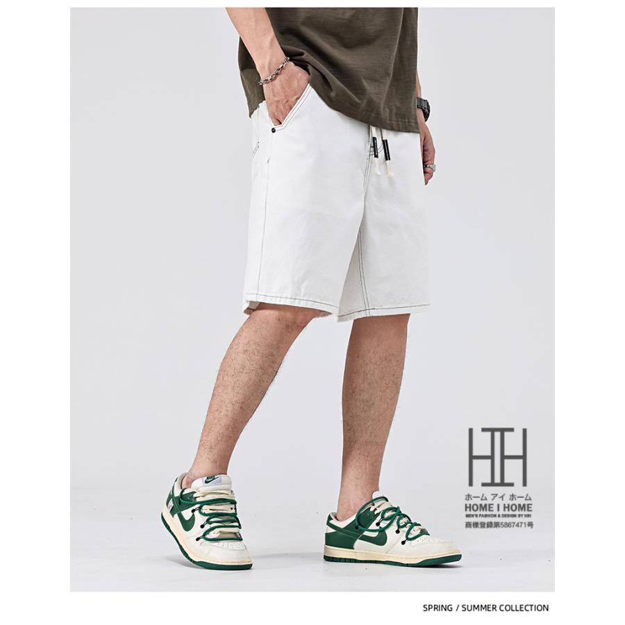 ハーフパンツ メンズ デニム 膝丈 五分丈 デニムパンツ ホワイトジーンズ 白 ショートパンツ 短パン ゆったり ルーズ 涼しい 爽快 爽やか 春 夏 大きいサイズ | ホームアイホーム | 07
