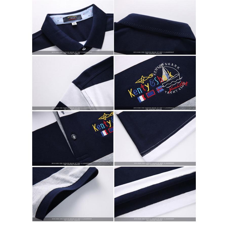 ジーフォア 男女兼用 ゴルフポロシャツ 白×ブルーライン 清涼デザイン☘️ ジーフォア 男女兼用 ゴルフポロシャツ 白×ブルーライン 清涼