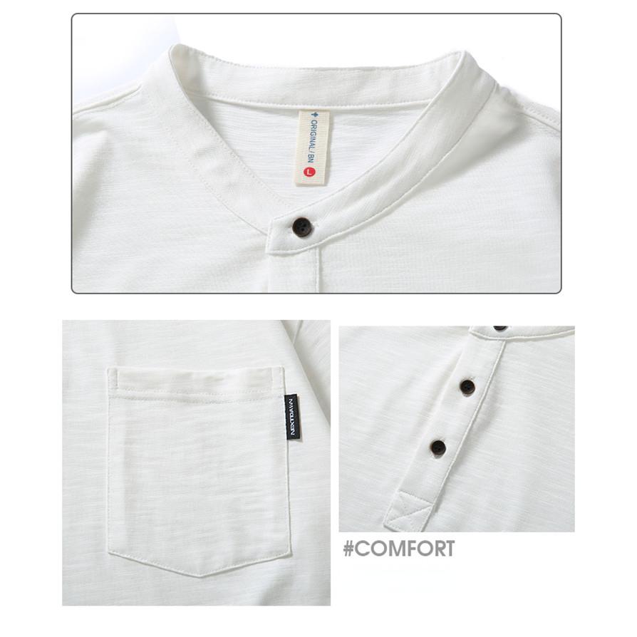 ホームアイホーム tシャツ メンズ 半袖 ヘンリーネック ポケット付き