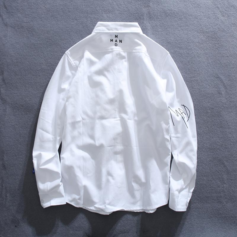 ボタンダウンシャツ シャツ メンズ 長袖 ビジネス ワンポイント おしゃれ プリント ポケット付き メンズシャツ 長袖シャツ カジュアル トップス 羽織り | ホームアイホーム