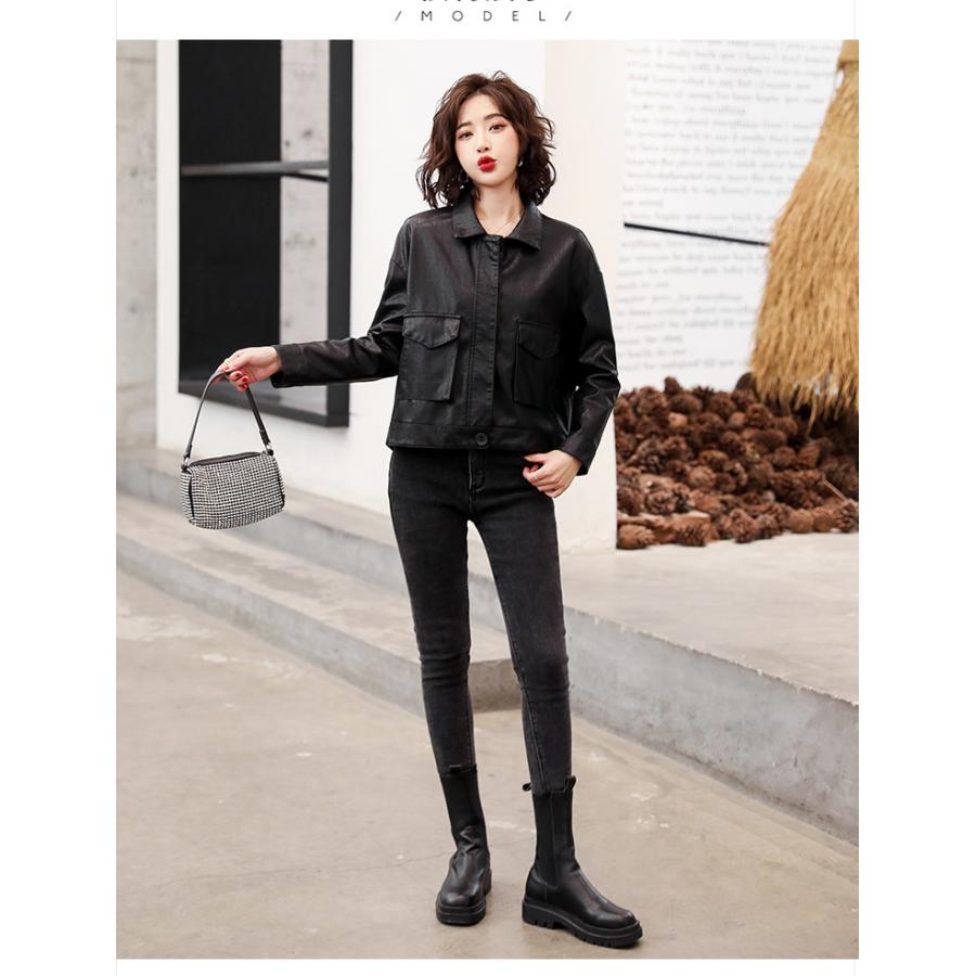 【バースデーバッシュ】PUレザースタジャン/美品/大人可愛い/ゆったりサイズ バースデーバッシュ】PUレザースタジャン/美品/大人可愛い