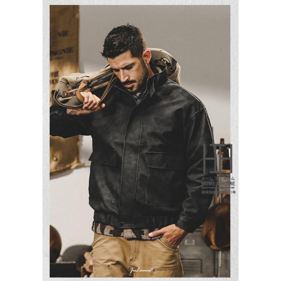 ホームアイホーム レザージャケット メンズ PUレザー ライダース