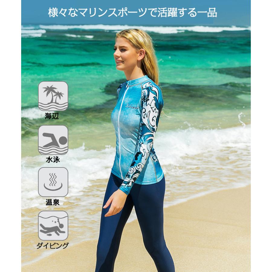 ラッシュガード レディース 長袖 薄手 日焼け防止 柄物 ストレッチ 体型カバー Uvカット サーフィン ウェットスーツ おしゃれ 水着 Msd174 Justmode 通販 Yahoo ショッピング