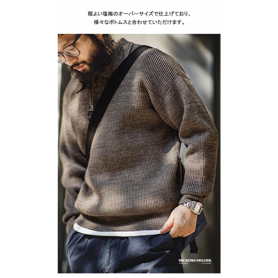 ホームアイホーム ニットポロ セーター メンズ 長袖 プルオーバー