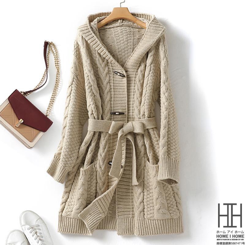 ホームアイホーム フード付きロング丈カーディガン レディース