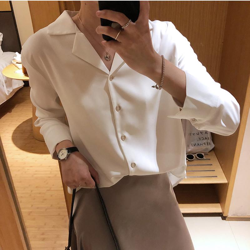 シャツ シフォンブラウス レディース 長袖 無地 シフォン ブラウス Vネック きれいめ トップス オフィス 体型カバー 通勤 着痩せ 春 夏 Nccs1303 Justmode 通販 Yahoo ショッピング