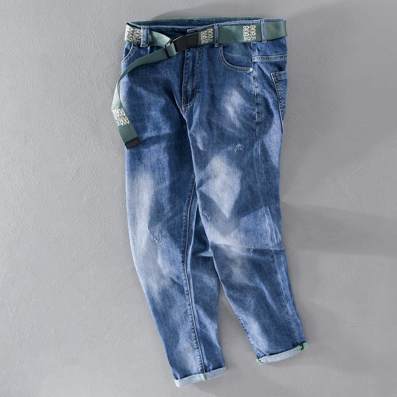 スキニー メンズ デニムパンツ ジーンズ ストレッチ 9分丈 カジュアル ベルト付き アンクルパンツ ボトムズ とっておきし福袋