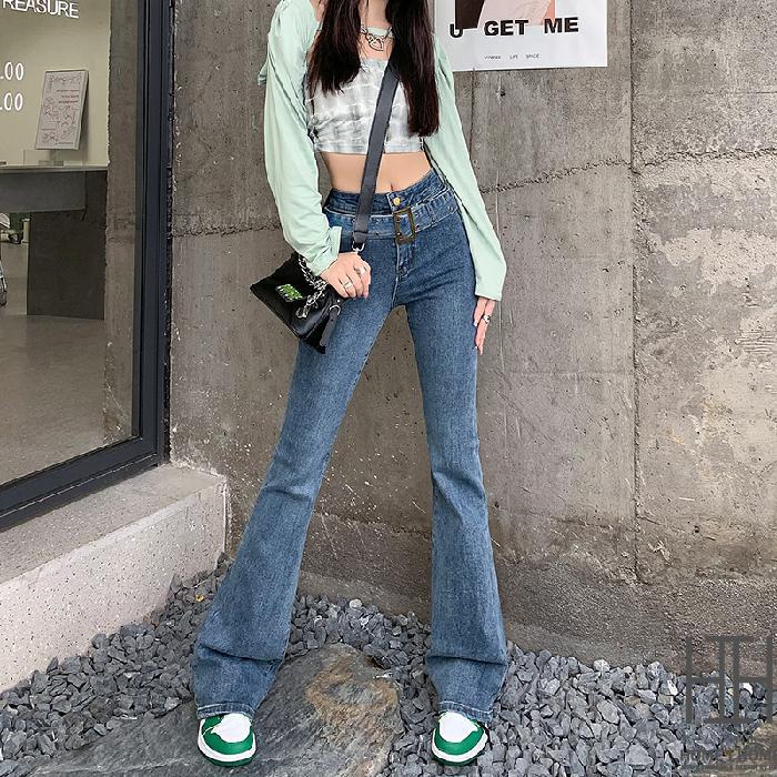 ホームアイホーム ベルボトム フレアパンツ ジーンズ レディース