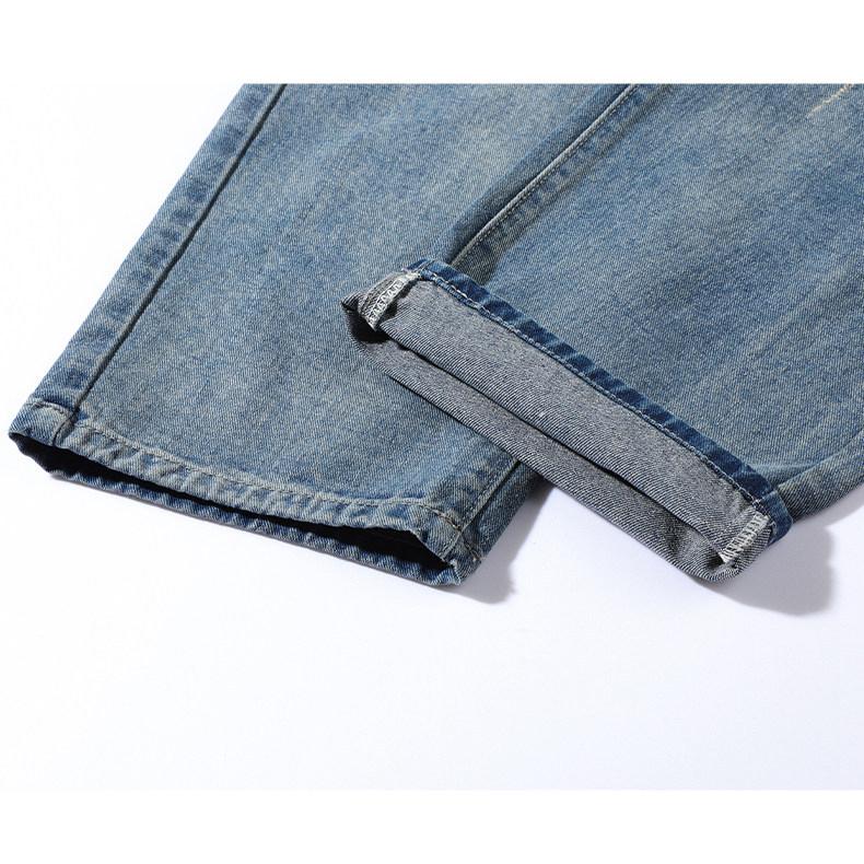 ホームアイホーム ダメージデニムパンツ ストレート ジーンズ メンズ