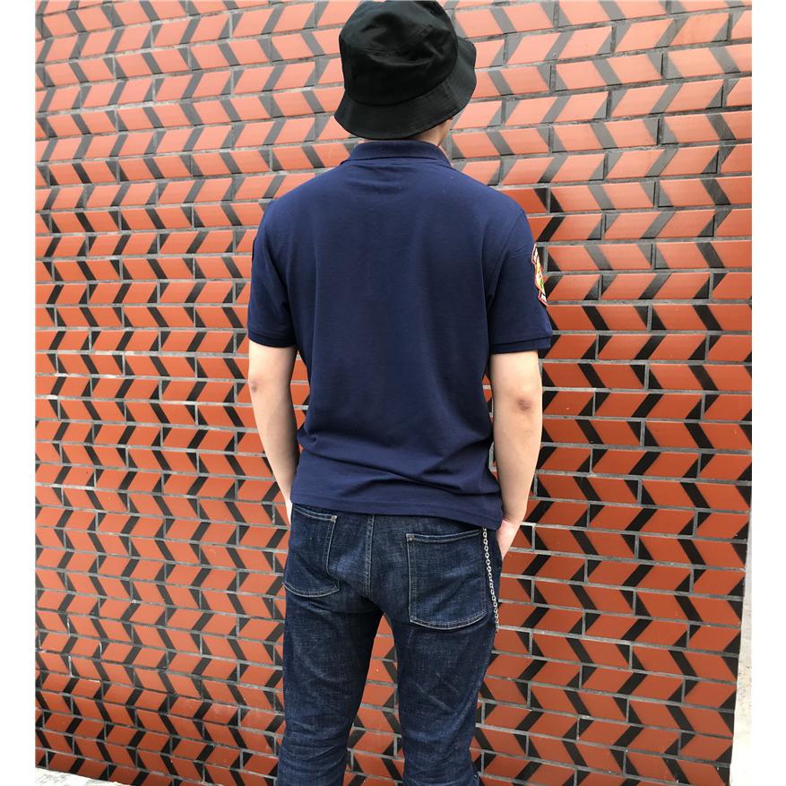 ホームアイホーム ポロシャツ メンズ 半袖 ミリタリー風 ワッペン