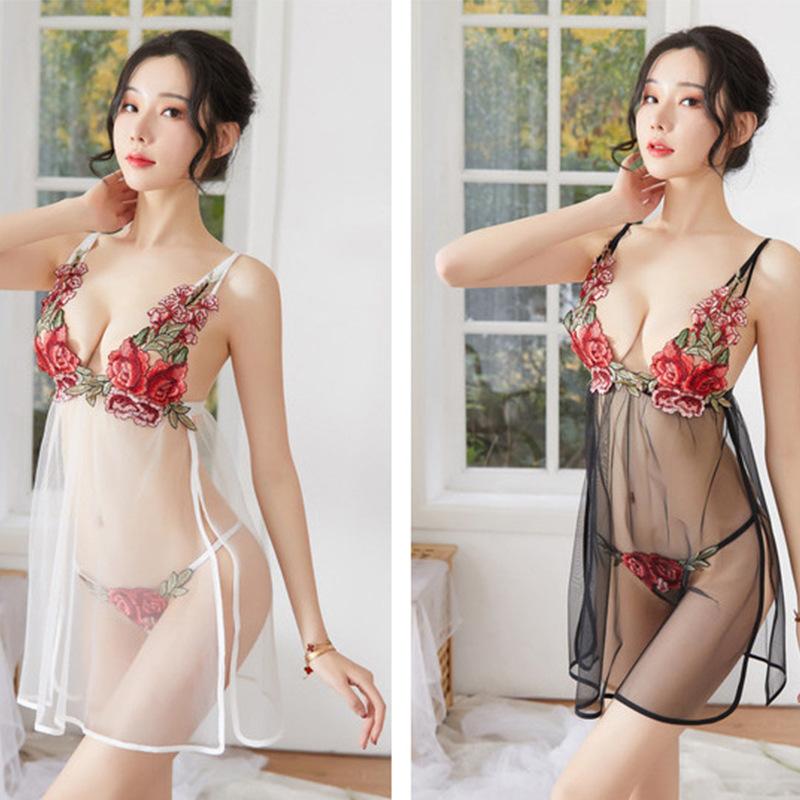 ベビードール レディース 深v 過激 花柄 刺しゅう入り サイドスリット シースルー 透け感 総レース 勝負下着 セクシー Tバック 大人 ランジェリー キャミソール Qq Justmode 通販 Yahoo ショッピング