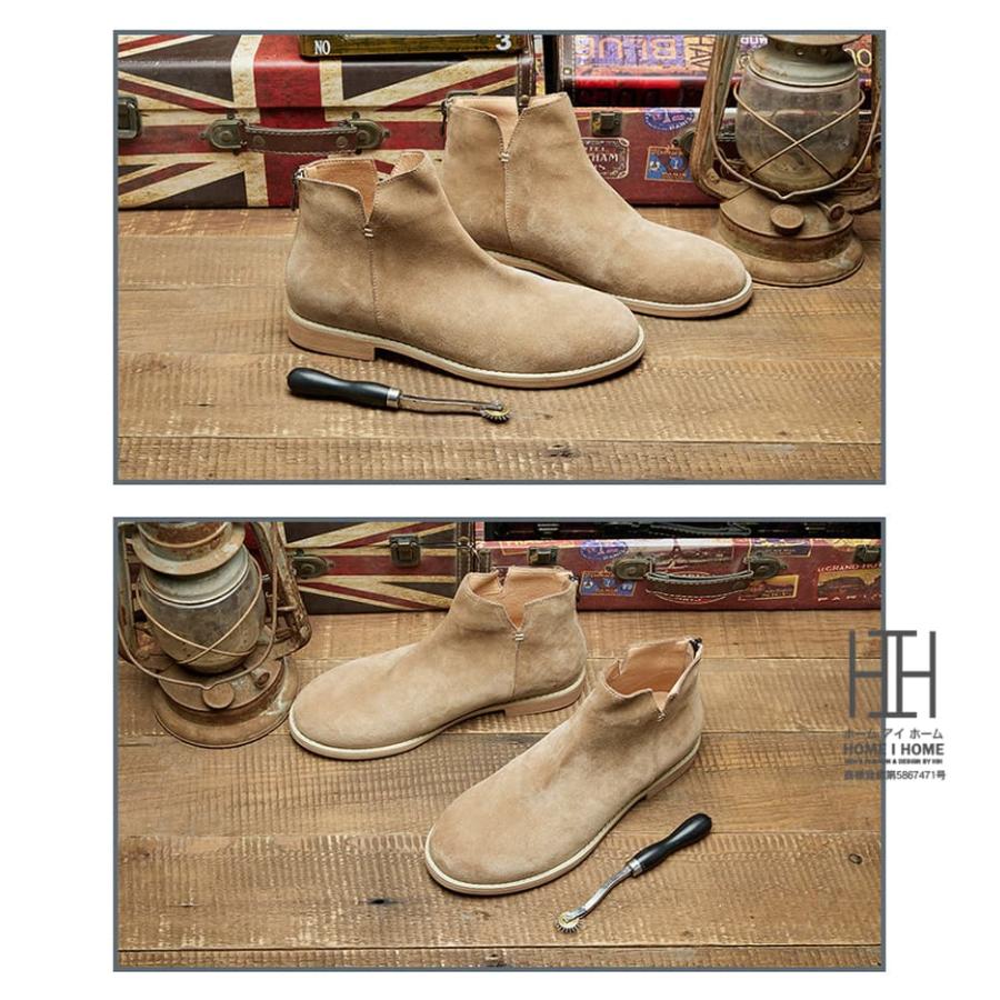 ホームアイホーム ブーツ メンズ スエード デザートブーツ サイドゴア