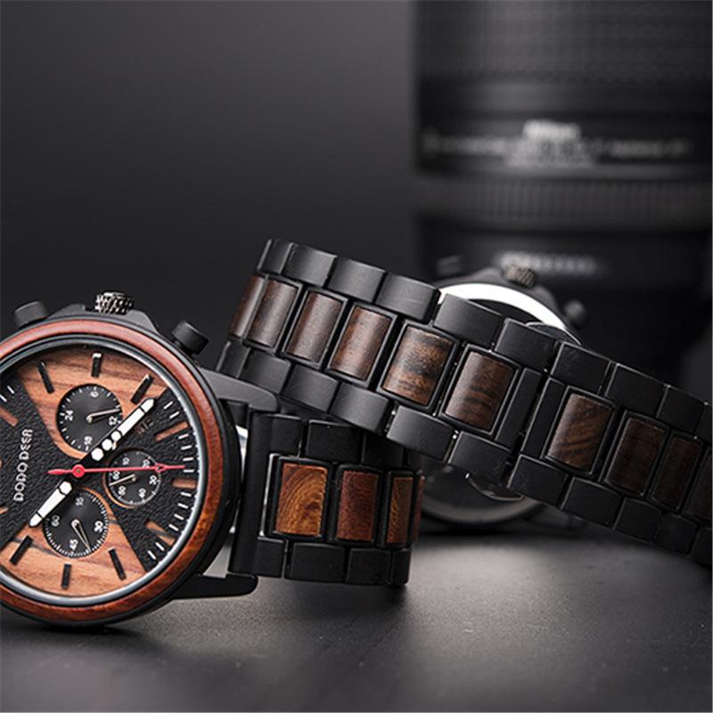 メンズ 腕時計 クォーツ腕時計 24時間表示 ウォッチ 日付表示付き 腕時計 夜光 メンズ 木製 ギフト メンズ腕時計 ビジネス アクセサリー｜justmode｜08