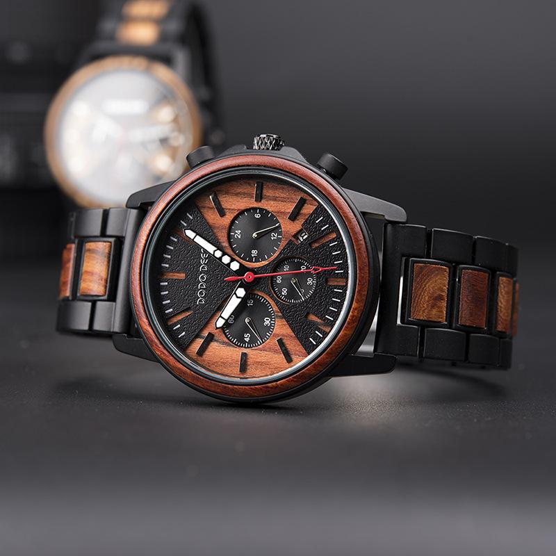 メンズ 腕時計 クォーツ腕時計 24時間表示 ウォッチ 日付表示付き 腕時計 夜光 メンズ 木製 ギフト メンズ腕時計 ビジネス アクセサリー｜justmode｜13