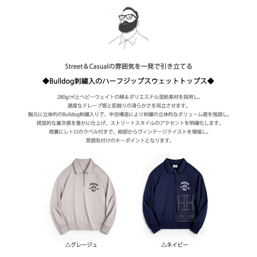 ホームアイホーム ポロ ハーフジップ スウェット メンズ 長袖