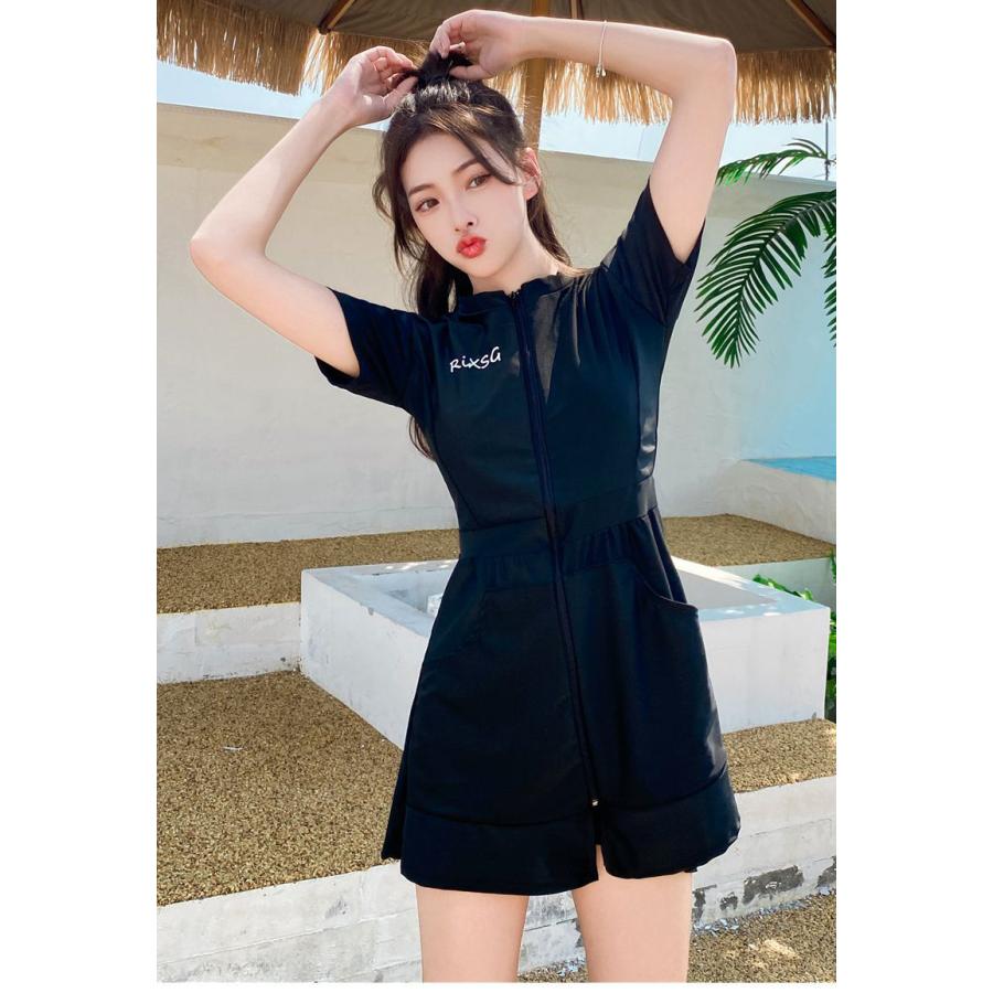 レディース ワンピース水着 半袖 旅行 ポケット付き 体型カバー 海 水泳 プール 川 海水浴 可愛い オシャレ 女性 きれい 夏 | ホームアイホーム | 02