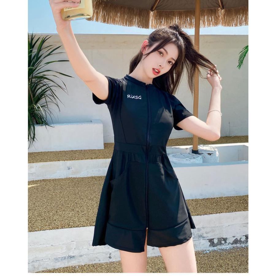 レディース ワンピース水着 半袖 旅行 ポケット付き 体型カバー 海 水泳 プール 川 海水浴 可愛い オシャレ 女性 きれい 夏 | ホームアイホーム | 03