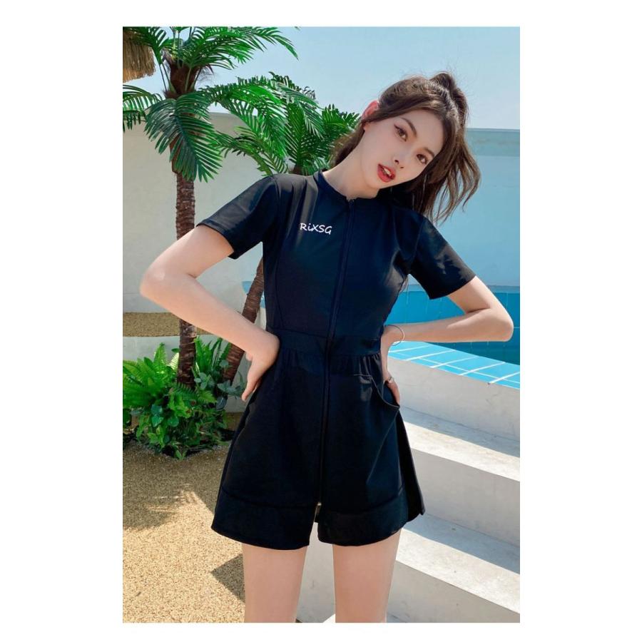 レディース ワンピース水着 半袖 旅行 ポケット付き 体型カバー 海 水泳 プール 川 海水浴 可愛い オシャレ 女性 きれい 夏 | ホームアイホーム | 05