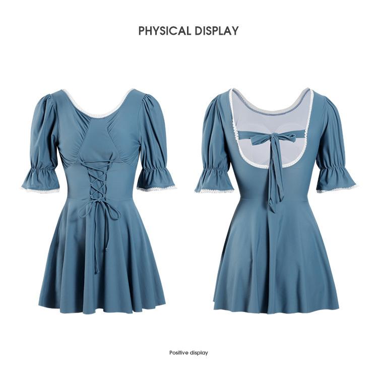 水着 フリルワンピース水着 レディース 五分袖 ハイウエスト 体型カバー 旅行 水泳 海 プール 川 バスト 可愛い オシャレ 女性 セクシー きれい | ホームアイホーム | 03