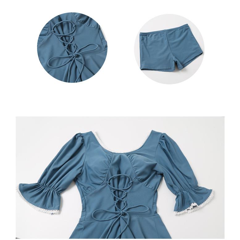 水着 フリルワンピース水着 レディース 五分袖 ハイウエスト 体型カバー 旅行 水泳 海 プール 川 バスト 可愛い オシャレ 女性 セクシー きれい | ホームアイホーム | 04