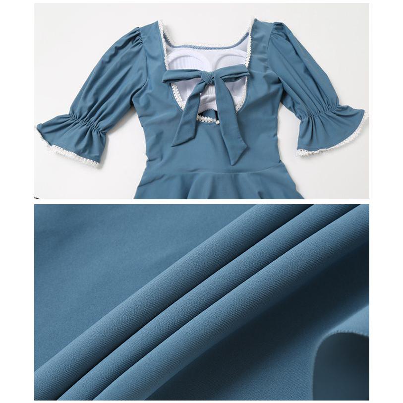 水着 フリルワンピース水着 レディース 五分袖 ハイウエスト 体型カバー 旅行 水泳 海 プール 川 バスト 可愛い オシャレ 女性 セクシー きれい | ホームアイホーム | 05