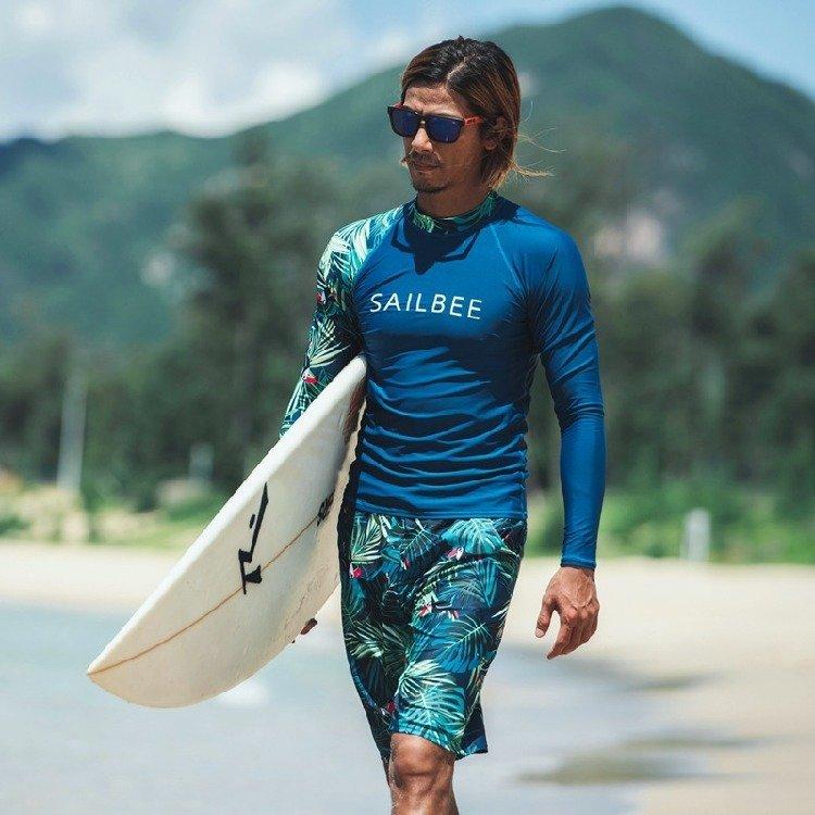 長袖 ラッシュガード メンズ 水陸両用 水着 ハーフパンツ 柄物 速乾