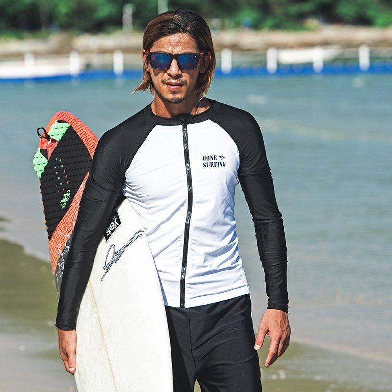 ラッシュガード長袖と ハーフパンツセット 長袖 ラッシュガード メンズ 日焼け対策 水着 シンプル 水陸両用