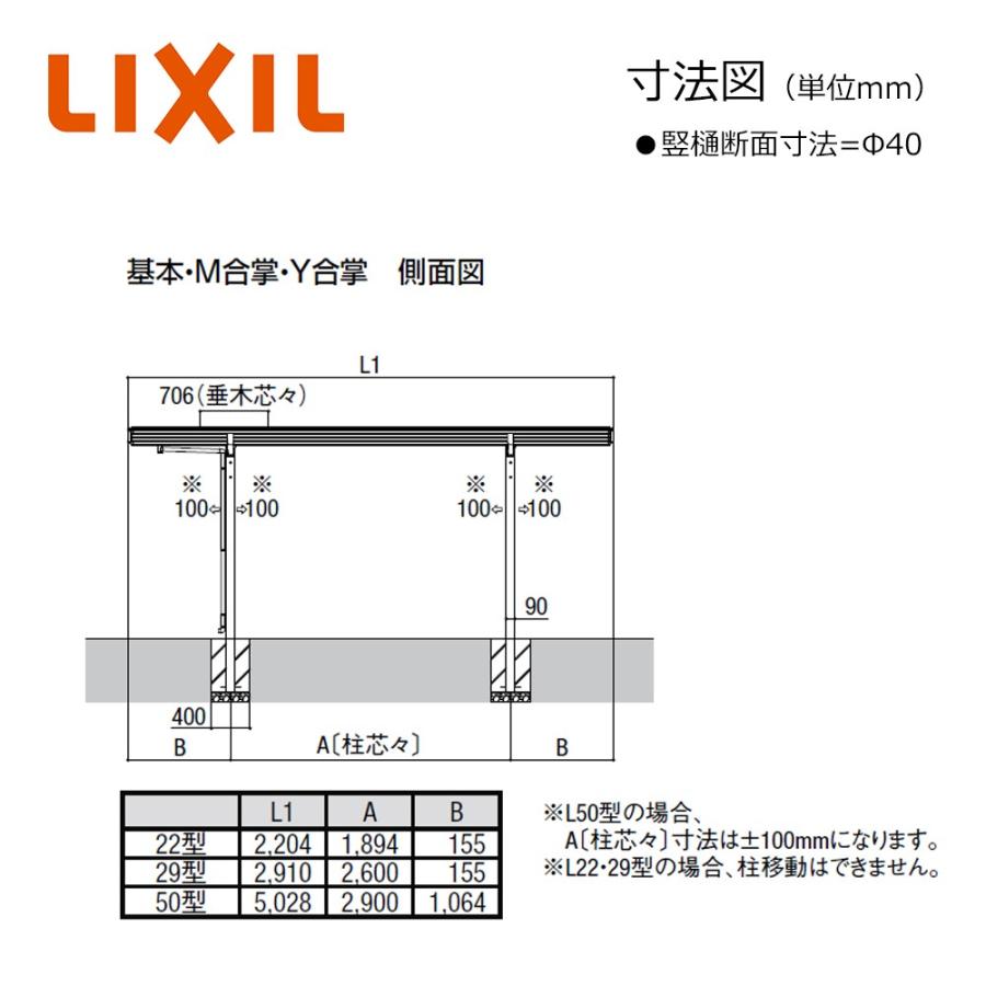 LIXIL（リクシル） ネスカ F ミニ 基本18-29型 W1796×L2910 ロング柱