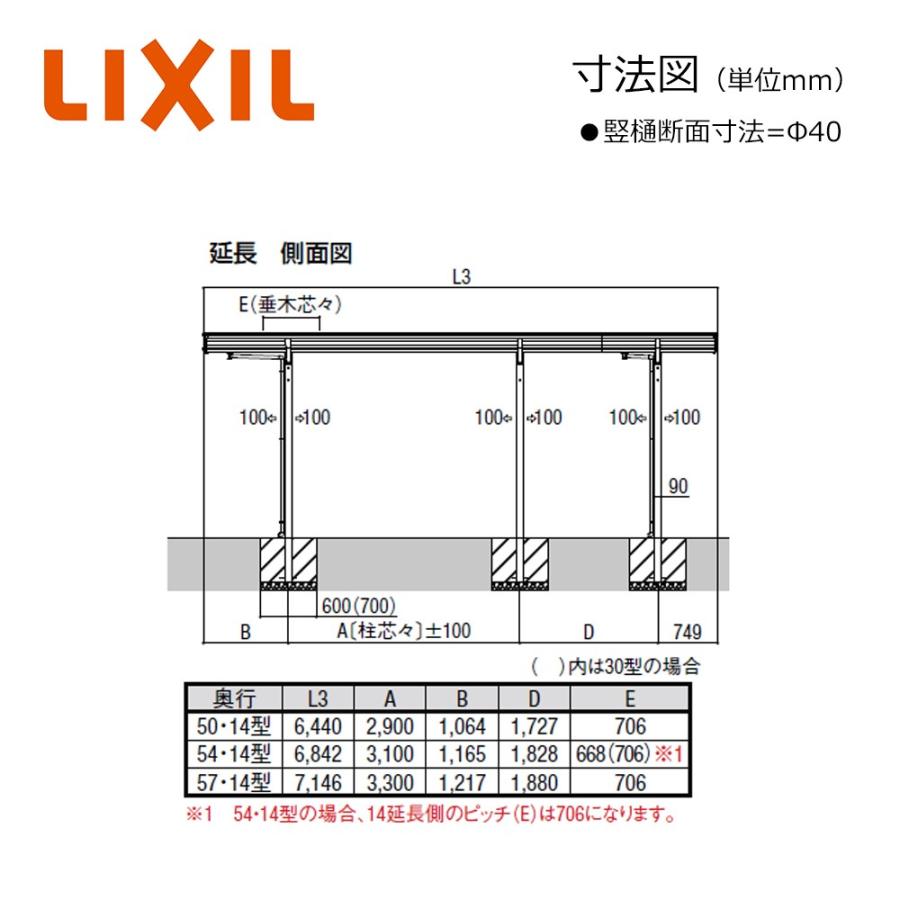 LIXIL（リクシル） ネスカ F 1台用 W2692×L6842 27-54・14型 延長 積雪
