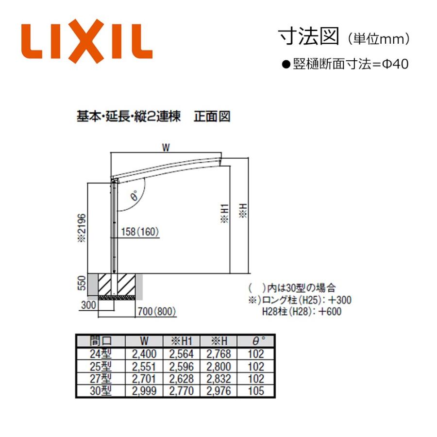 LIXIL（リクシル） ネスカ R 1台用 W2999×L5686 30-57型 基本 積雪20cm