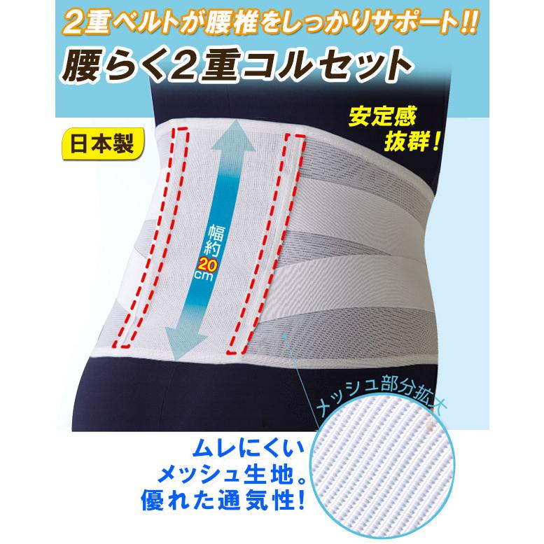 サポーター腰 コルセット 骨盤 二重 2重 幅広ベルト 腰サポート 姿勢