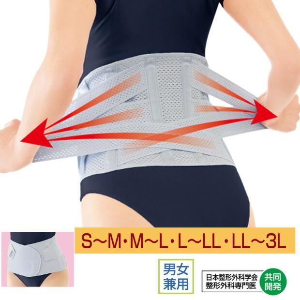 腰サポーター 腰痛ベルト メッシュ 通気性 伸縮性 日本製 腰らく 腰部