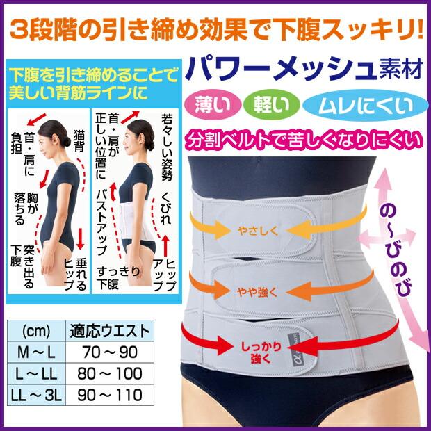 くびれ サポーター 腰 背骨 背筋 メンズ レディース 矯正 男女兼用 日本製 補正 バストアップ 猫背 ヒップアップ 薄い お医者さんの&reg;がっちり下腹ベルト_1