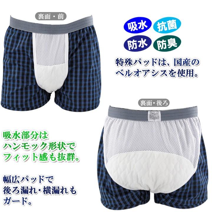 中失禁 尿漏れパンツ 失禁パンツ 男性用 ロングパッド 綿100 安心 