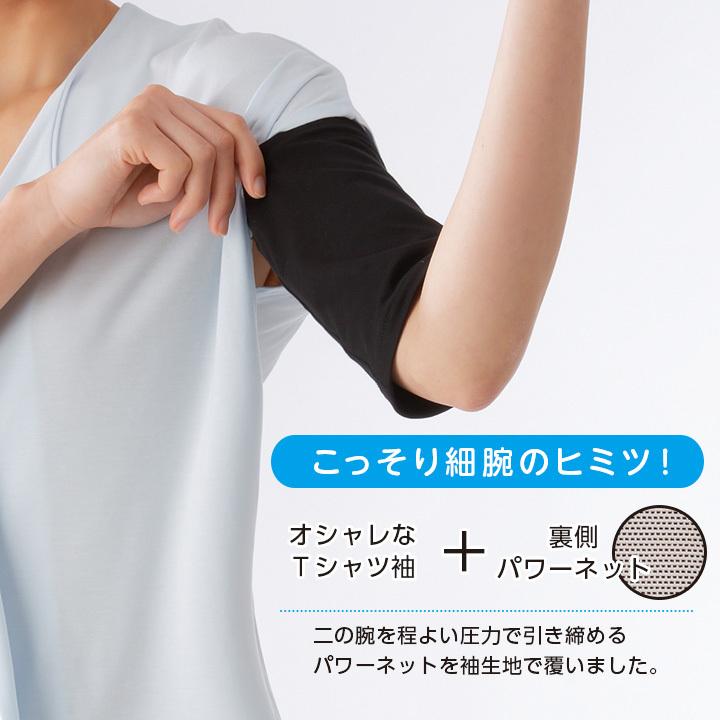 レディース インナー 二重構造 パワーネット 二の腕 シェイプ 引き締め