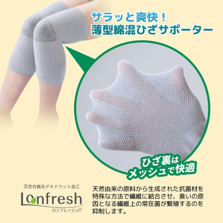 膝サポーター メッシュ 綿混 極薄 抗菌防臭加工 男女兼用 左右