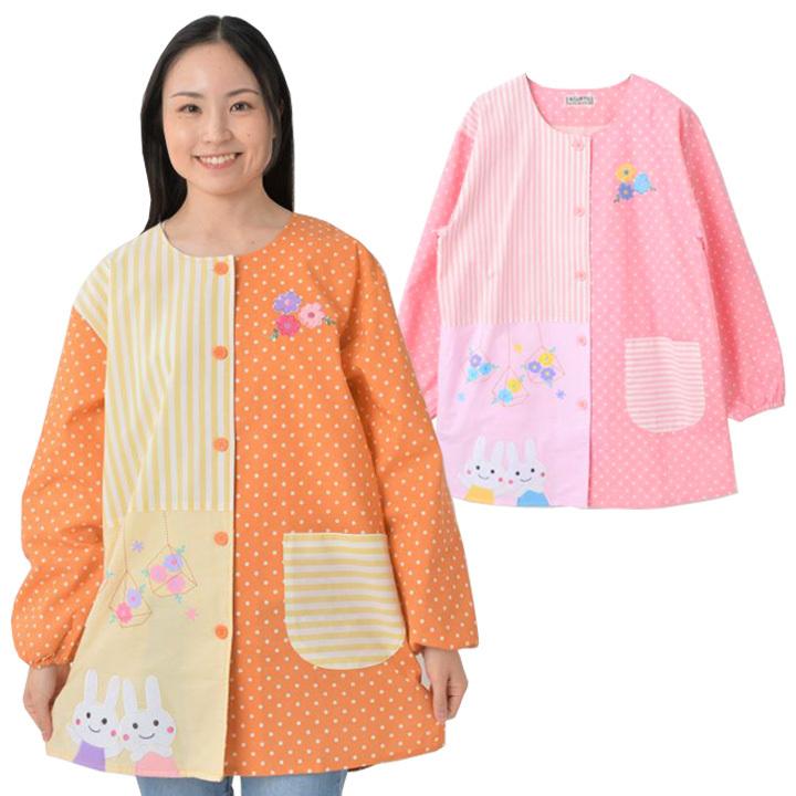 エプロン スモック 割烹着 保育士 看護士 介護士 おしゃれ かわいい キャラクター ドット柄 ボタン おてんばママスモック フラワーテラリウム メール便可 ジャストパートナー Yahoo 店 通販 Yahoo ショッピング