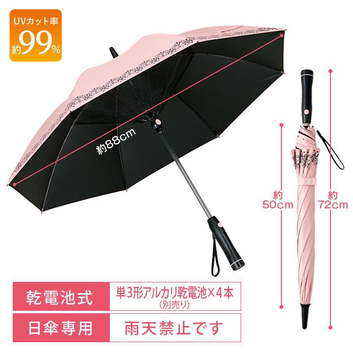 扇風機日傘 日傘 長傘 遮光1級 扇風機付 3枚羽ファン 涼しい 紫外線